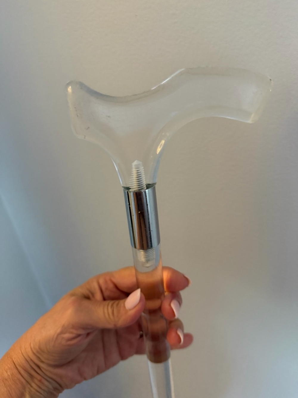 Clear Lucite Walking Cane with Derby Handle 36 - Picture 6 of 8